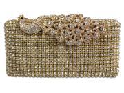 Chicastic Crystal Stud Peacock Motif Hard Box Evening Clutch Bag Gold