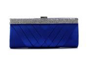 Chicastic Satin Pleated Evening Clutch Bag with Rhinestone Setting Royal Blue