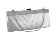 Chicastic Satin Pleated Evening Wedding Hard Clutch BagSilver