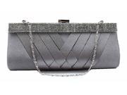 Chicastic Satin Pleated Evening Wedding Hard Clutch BagGrey