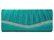 Chicastic Teal Blue Pleated Satin Wedding Evening Bridal Clutch Purse