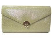 Chicastic Metallic Glitter Mesh Envelope Foldover Casual Clutch Bag Gold