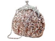 Chicastic Sequined Antique Wedding Evening Clutch Purse Champagne Rose Gold