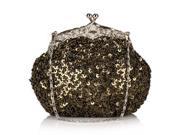 Chicastic Sequined Mesh Beaded Antique Clutch Purse Sage Green