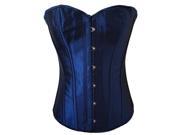 Chicastic Navy Blue Satin Sexy Strong Boned Corset Top 5 6 XL
