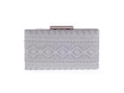 Chicastic Silver Tribal Embroidery Hard Box Evening Wedding Clutch Purse