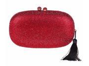 Chicastic Red Rhinestone Crystal Oval Evening Clutch With Tassel