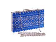 Chicastic Royal Blue Tribal Embroidery Hard Box Evening Wedding Clutch Purse