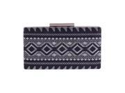 Chicastic Black Tribal Embroidery Hard Box Evening Wedding Clutch Purse