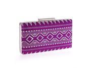 Chicastic Purple Tribal Embroidery Hard Box Evening Wedding Clutch Purse