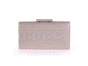 Chicastic Champagne Gold Tribal Embroidery Hard Box Evening Wedding Clutch Purse