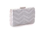 Chicastic Silver Grey Sequin Lace Hard Box Cocktail Clutch Purse
