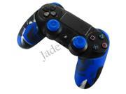 Soft Silicone Thicker Half Skin Cover for PS4 Controller Set Camo Blue skin X 1 Thumb Grip X 2