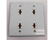 CERTICABLE STAINLESS STEEL DOUBLE GANG CUSTOM DESIGNED WALL PLATE 4 HDMI v1.4 WITH ETHERNET FEMALE FEMALE