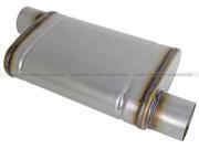 aFe Power EXH Muffler SS; 3in In Out Offset Offset 4 x 9 in Body Brushed 49 91016