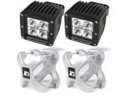 Rugged Ridge X Clamp And Square Led Light Kit Small Silver 2 Pieces 15210.32