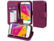 for BLU Advance 4.0 A270a Deluxe Purple Folio Wallet Style PU Leather Case Hard Flip Cover Stand Magnetic Snap Closure ID and Credit Payment Card Slots