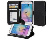 for Samsung Galaxy S6 Edge SM G925 Wallet Case Flip Cover with Stand Credit Card ID Slots Currency Pocket Black PU Leather
