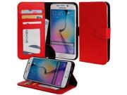 for Samsung Galaxy S6 Edge SM G925 Wallet Case Flip Cover with Stand Credit Card ID Slots Currency Pocket Red PU Leather