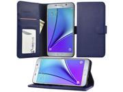 for Samsung Galaxy Note 5 Wallet Case Flip Cover with Stand Credit Card ID Slots Currency Pocket Note5 Case Blue PU Leather