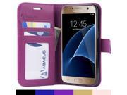 Galaxy S7 Case Abacus24 7 Wallet Case with Flip Cover and Stand PU Leather Purple
