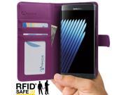 Galaxy Note 7 Case Abacus24 7 Wallet Case with RFID Blocking Flip Cover PU Leather Purple