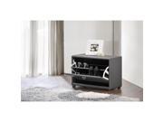 Baxton Studio Petito Contemporary 1 Tier Grey Faux Leather Upholstered Shoe Cabinet