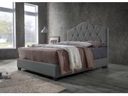 Baxton Studio Juliet Contemporary Espresso Arch Tufted Fabric Upholstered Bed King Grey