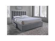 Baxton Studio Sarter Contemporary Grid Tufted Grey Fabric Upholstered Storage King Size Bed with 2 drawer