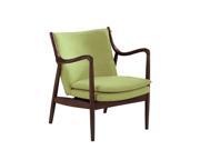 Baxton Studio Shakespeare Mid Century Modern Retro Green Fabric Upholstered Leisure Accent Chair in Walnut Wood Frame