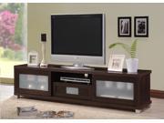 Baxton Studio Gerhardine Dark Brown Wood 70 inch TV Cabinet with 2 Sliding Doors and Drawer