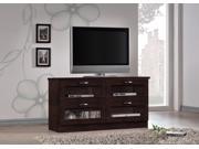 Baxton Studio Adelino 47.25 Inches Dark Brown Wood TV Cabinet with 4 Glass Doors