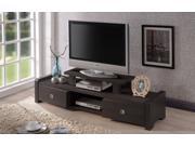 Baxton Studio Madeline 59 Inch Modern and Contemporary Dark Brown Entertainment Center TV Stand with Two Drawers