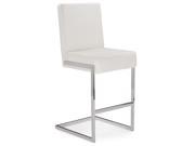 Baxton Studio Toulan Modern and Contemporary White Faux Leather Upholstered Stainless Steel Barstool