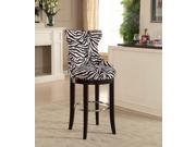 Baxton Studio Peace Modern and Contemporary Zebra print Patterned Fabric Upholstered Bar Stool with Metal Footrest