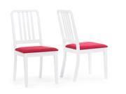 Baxton Studio Jasmine Mid century Modern White Red Fabric Dining Chair