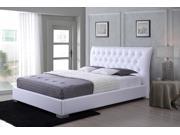 Baxton Studio Marina Modern and Contemporary White Faux Leather Queen Size Platform Bed with Crystal Buttons