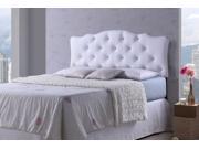 Baxton Studio Rita Modern and Contemporary Queen Size White Faux Leather Upholstered Button tufted Scalloped Headboard