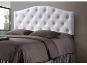 Baxton Studio Myra Modern and Contemporary Queen Size White Faux Leather Upholstered Button tufted Scalloped Headboard