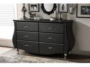 Baxton Studio Enzo Modern and Contemporary Black Faux Leather 6 Drawer Dresser