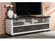 Baxton Studio Oxley 59 Inch Modern and Contemporary Two tone White and Dark Brown Entertainment TV Cabinet with Three Drawers