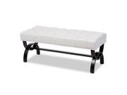 Baxton Studio Viviana Modern and Contemporary Style White Faux Leather Upholstered Bench with Unique Curved X Base
