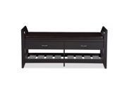 Baxton Studio Maurine Modern and Contemporary Dark Brown Wood 2 drawer and 2 shelf Shoe Storage Padded Leatherette Seating Bench