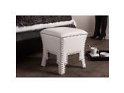 Baxton Studio Bouverie Modern and Contemporary White Faux Leather Nail head Ottoman Stool