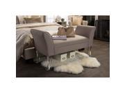 Baxton Studio Irwin Modern and Contemporary Beige Linen Upholstered Lux Flared Arms Ottoman Bench with Flared Acrylic Legs