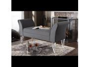 Baxton Studio Irwin Modern and Contemporary Grey Linen Upholstered Lux Flared Arms Ottoman Bench with Flared Acrylic Legs