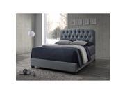 Baxton Studio Romeo Contemporary Espresso Button Tufted Upholstered Bed King Grey