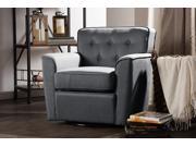 Baxton Studio Canberra Modern Retro Contemporary Grey Fabric Upholstered Button tufted Swivel Lounge Chair with Arms