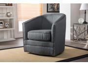 Baxton Studio Porter Modern and Contemporary Classic Retro Grey Fabric Upholstered Swivel Tub Chair