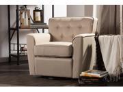 Baxton Studio Canberra Modern Retro Contemporary Beige Fabric Upholstered Button tufted Swivel Lounge Chair with Arms